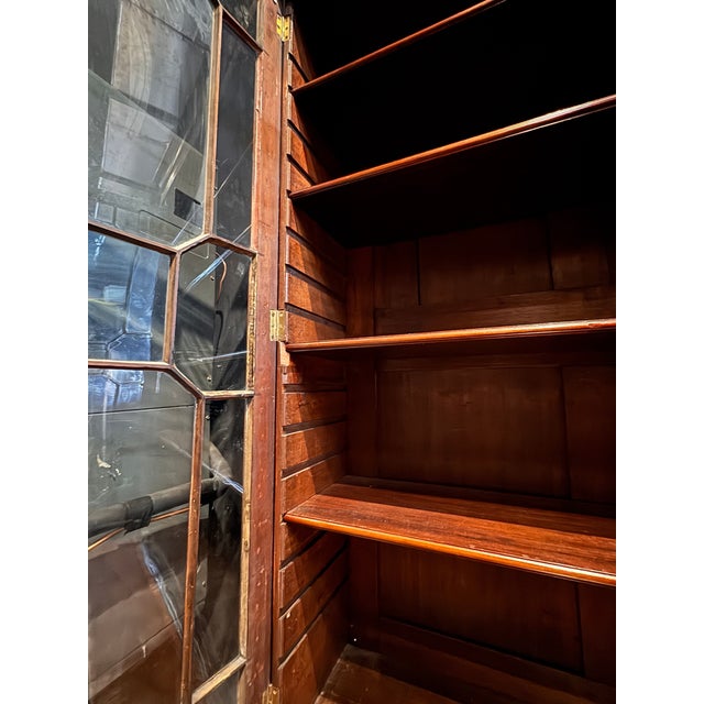 Antique English Georgian Mahogany Bureau Bookcase With Astragal Glass Doors, Late 18th Century For Sale - Image 12 of 13