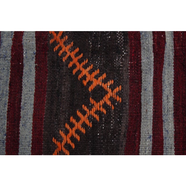 1960s Traditional Turkish Hand Knotted Striped Kilim Runner Rug For Sale - Image 4 of 11