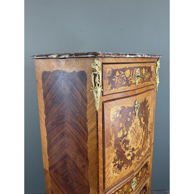 Napoleon III Louis XV Marquetry Secretary For Sale - Image 11 of 13