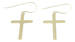 Dangle 14k Yellow Gold Cross Earrings - 2 Pieces