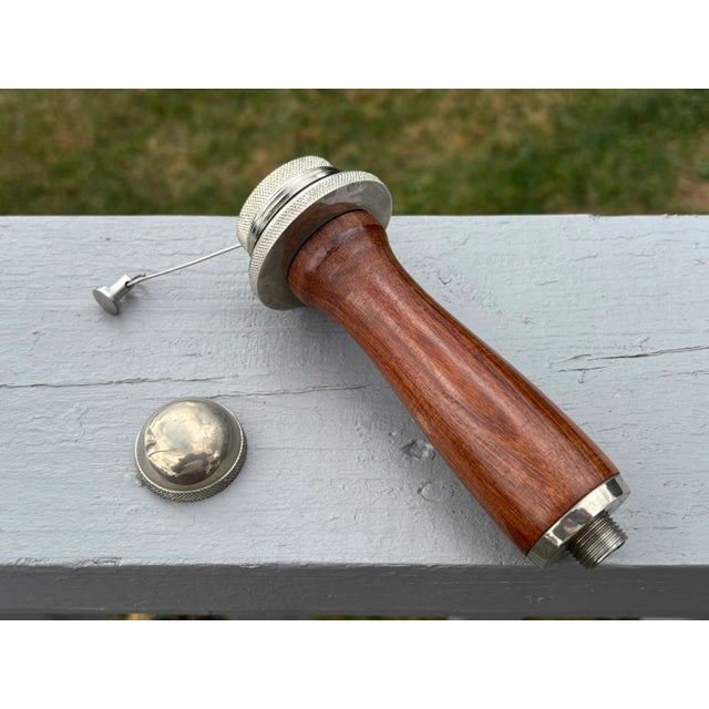 Mid 20th Century Steel, Chrome and Wood Bell-Shaped Decanter For Sale - Image 6 of 7