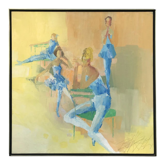 1960's Signed George Barrel Original Oil Painting of Ballerina Posing For Sale