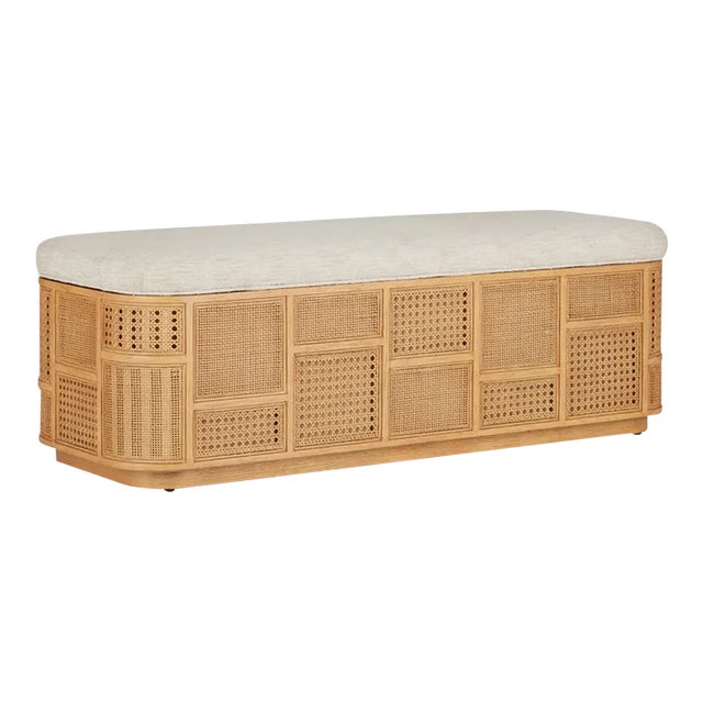 Currey & Company Anisa Natural Parchment Storage Bench For Sale