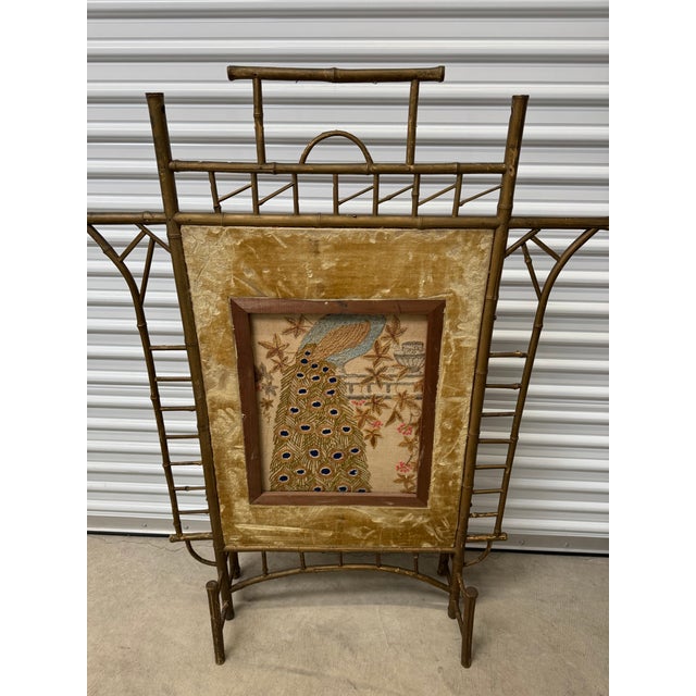 Antique Victorian Embroidered Chinoiserie Fire Screen For Sale In San Francisco - Image 6 of 18