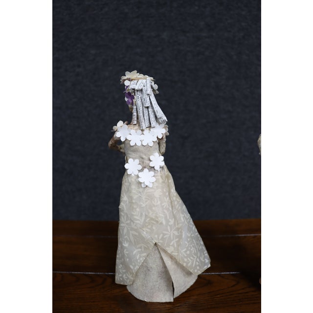 Ivory Paper Mâché Bride and Groom Wedding Figures For Sale - Image 8 of 10