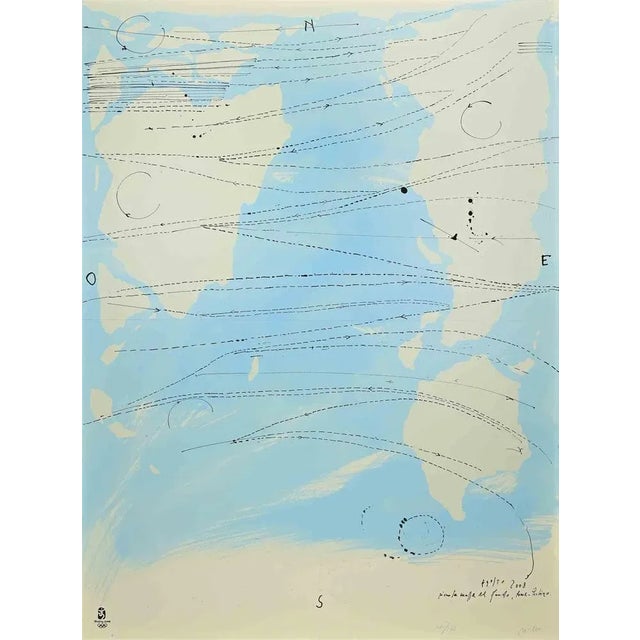 Piero Pizzi Cannella, Little World Map Rome Peking, Olympic Games, Beijing, 2008, Lithograph For Sale - Image 3 of 3