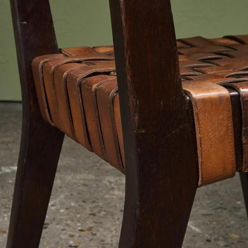 Chairs in Cognac Leather and Stained Oak from Jens Risom, United States, 1940s, Set of 2 For Sale - Image 10 of 11