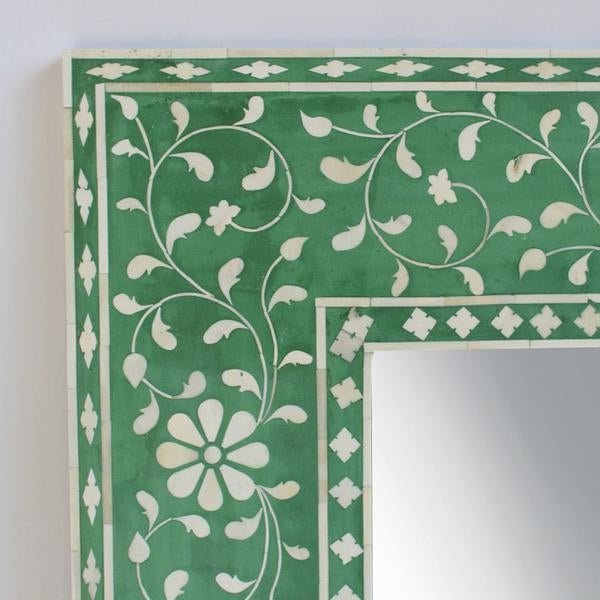 Green Floral Inlay Mirror Frame Chairish