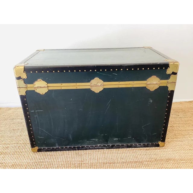 Vintage 1950s Black & Brass Storage Trunk / Coffee Table For Sale - Image 10 of 10