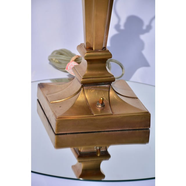 Set of 4 Vintage Column Brass Table Lamps For Sale - Image 4 of 10