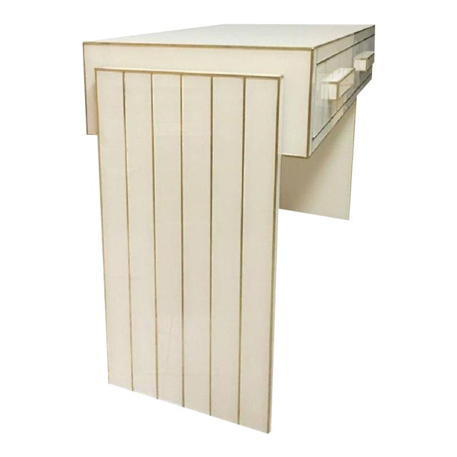 21st Century Two-Drawer Mirrored Glass and Brass Writing Desk or Console For Sale