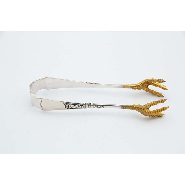 Silver Salad Tongs with Gold Claws, in Good conditions.