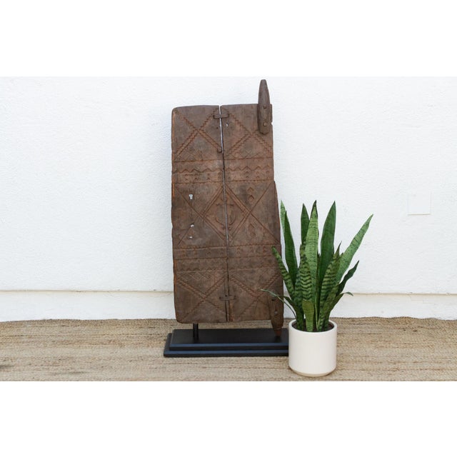 Wood Ancestral Lizard Guardian Antique African Door For Sale - Image 7 of 7