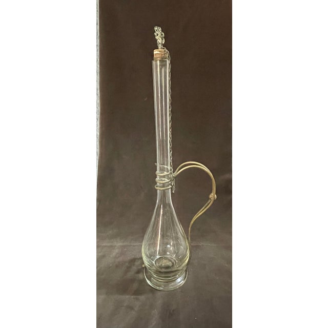 Metal Vintage Brass and Hand Blown Glass Decanter, 1890s For Sale - Image 7 of 8