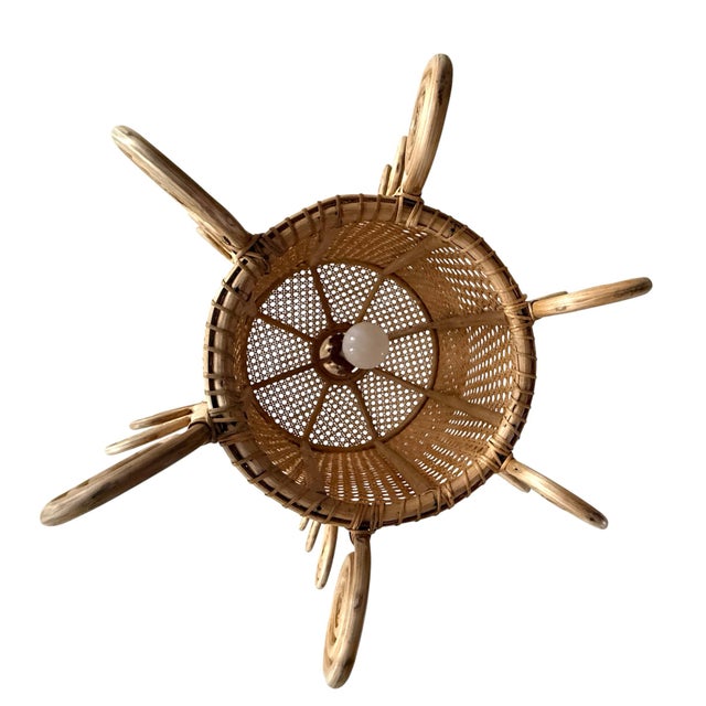 Beige Large Rattan Caning Pagoda Lantern For Sale - Image 8 of 9
