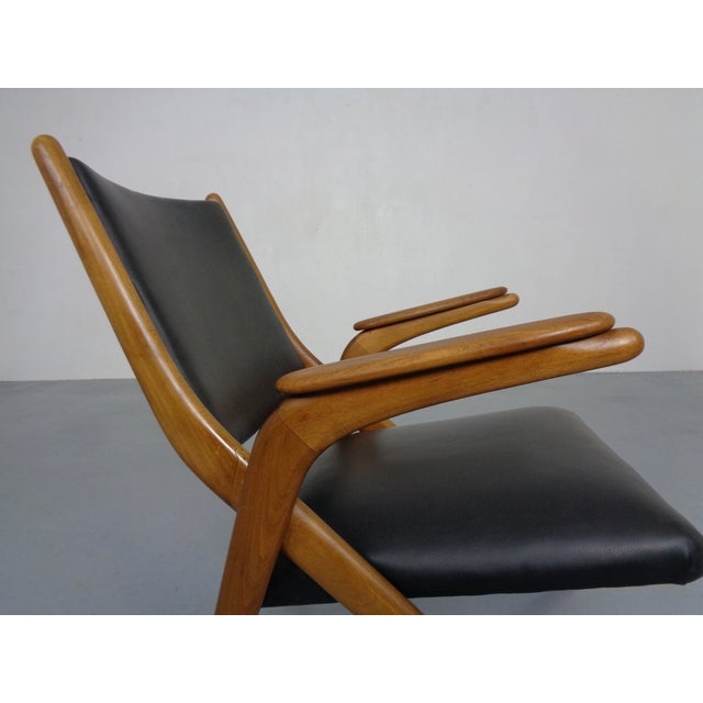 Boomerang Chair in Beech & Leather by Louis Van Teeffelen for Wébé Furniture, Netherlands, 1960s For Sale - Image 17 of 18
