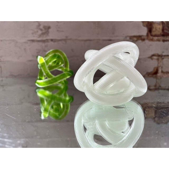 Late 20th Century Contemporary White Murano Glass Knot Sculpture For Sale - Image 5 of 8
