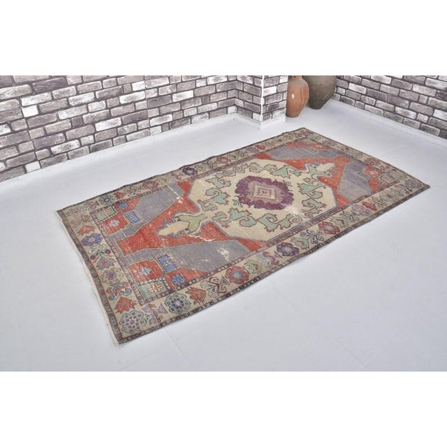Handmade wool carpet in Turkish Anatolia , Vintage Oushak Rug,Turkish Vintage Anatolian Rug, Handmade wool Rug . One Of...