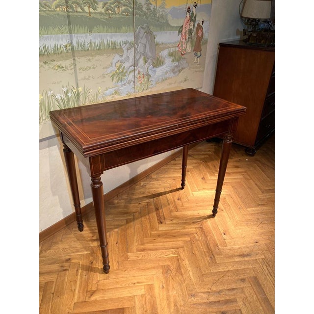 18th Century Italian Mahogany & Maple Inlaid Consoles or Folding Game Tables, Set of 2 For Sale - Image 17 of 18