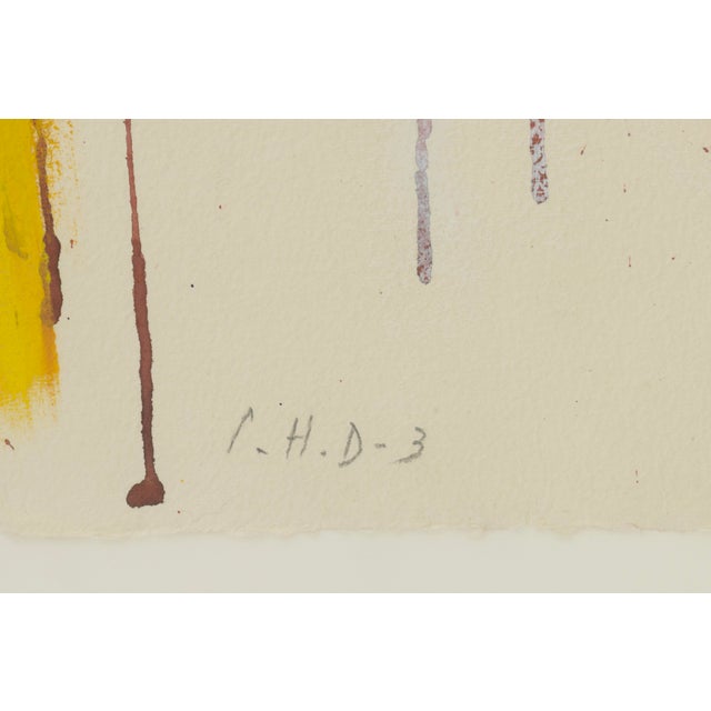 Abstract expressionist painting on paper titled "New York" by Argentine artist Perez Celis, created in 1990. Hand signed,...