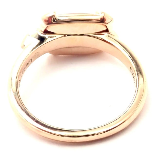 Metal Cartier Tortue Diamond Mother of Pearl Rose Gold Ring, Size 5.25 For Sale - Image 7 of 8