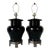 1980's Vintage Art Deco - Asian Style Black Glaze Ceramic Table Lamps - A PairLD For Sale