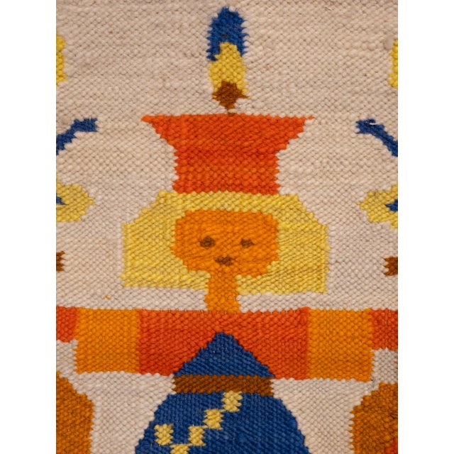 Polish Hand-Knotted Square Wall Tapestry with Musician Motif, 1960s For Sale - Image 11 of 12