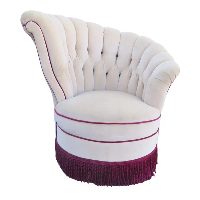 Mid 20th Century Hollywood Regency Mohair Tufted Club Chair For Sale