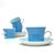 Blue Cups and Saucers, Set of 8 (Service for 4) This set of sky-blue Mikasa cups and saucers is a timeless modern classic....