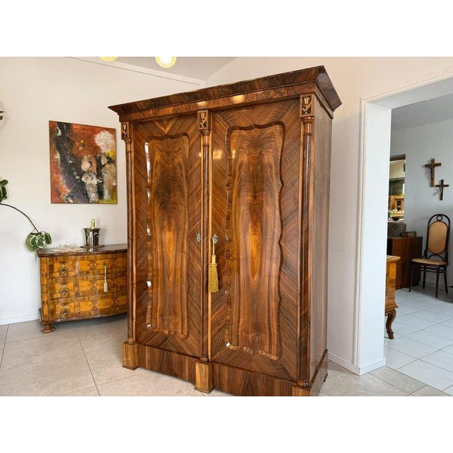 Traditional Antique Empire Columned Hall Cabinet For Sale - Image 3 of 18