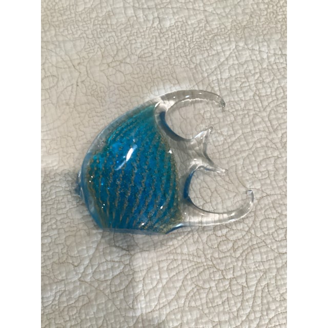 Vincenzo Nason & Co Murano Glass Angelfish, Blue With Controlled Avventurina Copper Flake Strings, For Sale In Dallas - Image 6 of 7