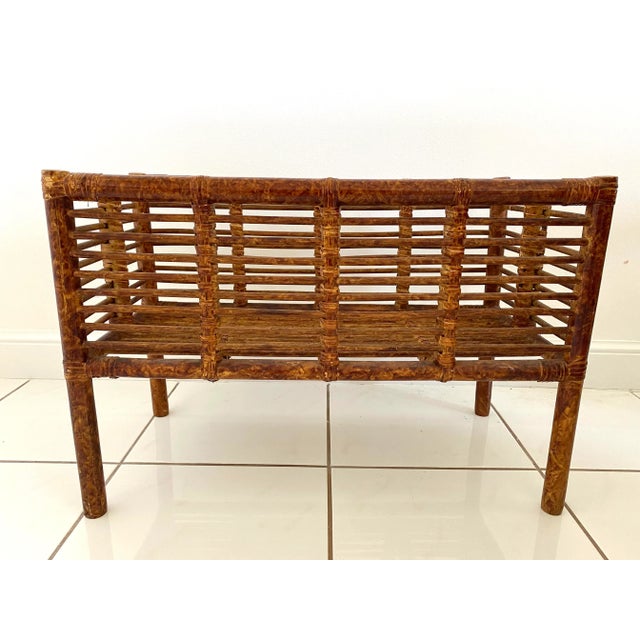 Brown Large Vintage Scorched Burnt Bamboo Plant Stand For Sale - Image 8 of 12