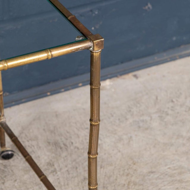 Vintage French Brass and Faux Bamboo Nesting Tables by Maison Jansen, 1960s, Set of 3 For Sale - Image 14 of 17