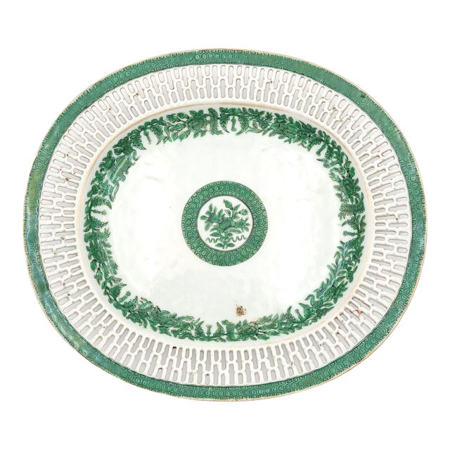 Green Fitzhugh Reticulated Plate, China Circa 1800 For Sale