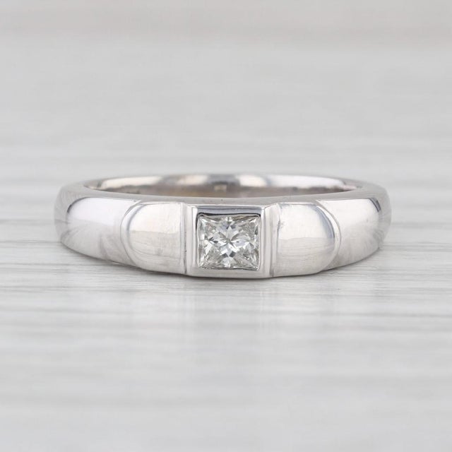 0.20ctw Princess Solitaire Wedding Band Stackable Ring Size 6.5 18k White Gold For Sale In Greensboro - Image 6 of 8