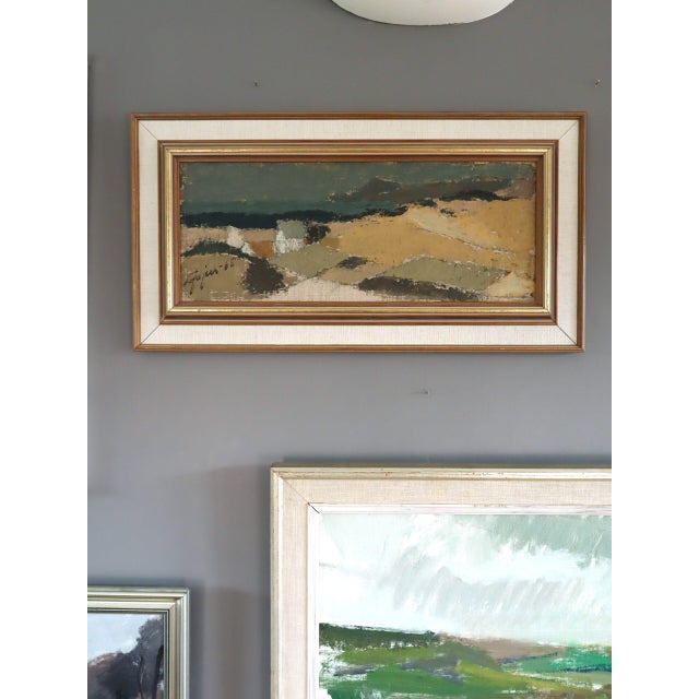Mid 20th Century 1965 Mid-Century Modern 'Coastal Fields' Vintage Swedish Original Landscape Oil Painting, Framed For Sale - Image 5 of 13