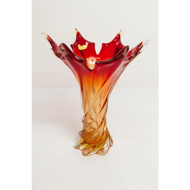 Orange and Red Murano Glass Vase from Fratelli Toso, 1960s For Sale - Image 13 of 15