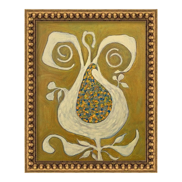 Paisley Botanical Original Painting Acrylic & Oil Art Framed by Tatiana Dupearult For Sale