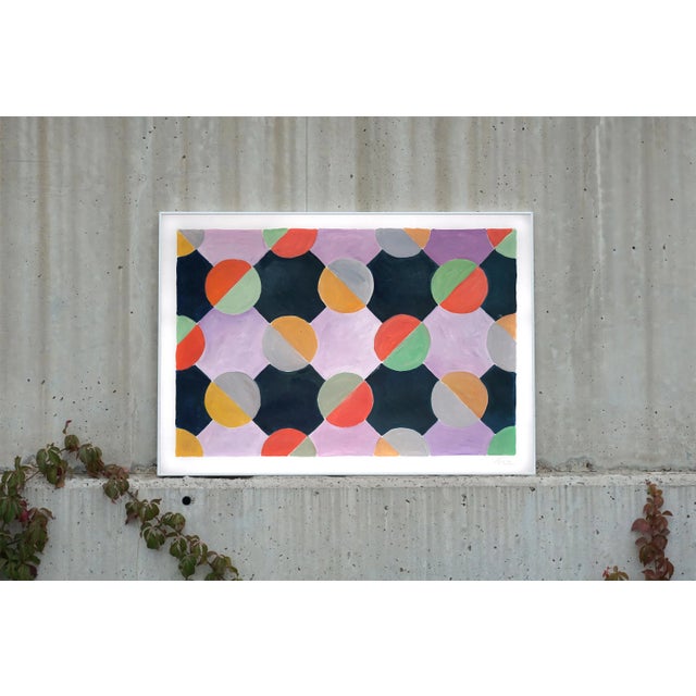 2022, Art Deco Geometric Pattern "New Chess Tiles", Acrylic Painting on Watercolor Paper by Natalia Roman For Sale In Miami - Image 6 of 9