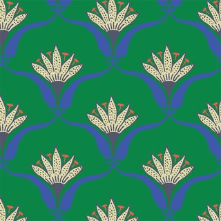 Jade Wallflower Wallpaper Remnant by Mitchell Black For Sale