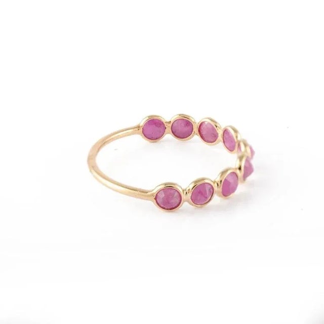 Ruby Red Ruby Half Eternity Band in 18k Gold Size 7 ( All Sizes Available ) For Sale - Image 8 of 11