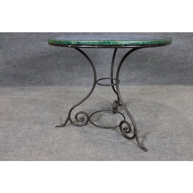Traditional Lapis and Malachite Center Table With Metal Base For Sale - Image 3 of 10