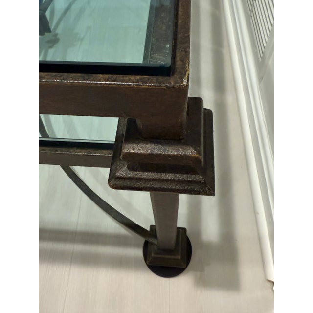 Industrial Kellogg Collection Iron and Glass Coffee Table For Sale - Image 3 of 7