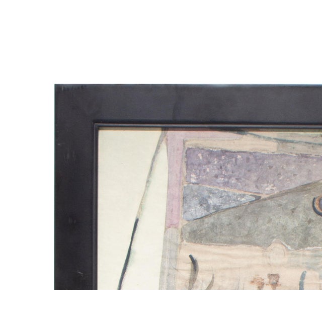 Paper 1960s Mixed Media Painting of an Interior by Walter Sorge For Sale - Image 7 of 9