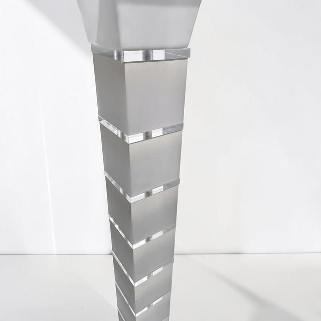 Post-Modern Frosted Lucite Floor Lamp For Sale - Image 4 of 9