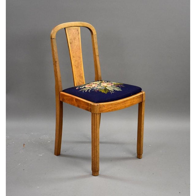 Blue Art Deco Walnut Dining Chairs, 1930, Set of 6 For Sale - Image 8 of 13