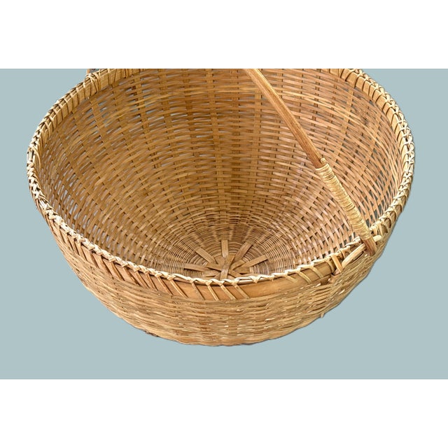 Shabby Chic Vintage Chinese Winnowing Basket With Handle For Sale - Image 3 of 8
