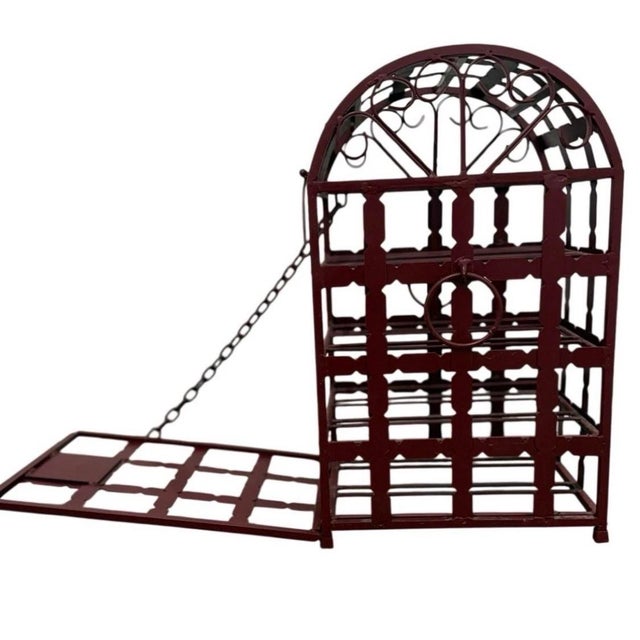Antique French Style Wrought Iron Wine Rack Domed Locking Storage For Sale In Portland, OR - Image 6 of 12