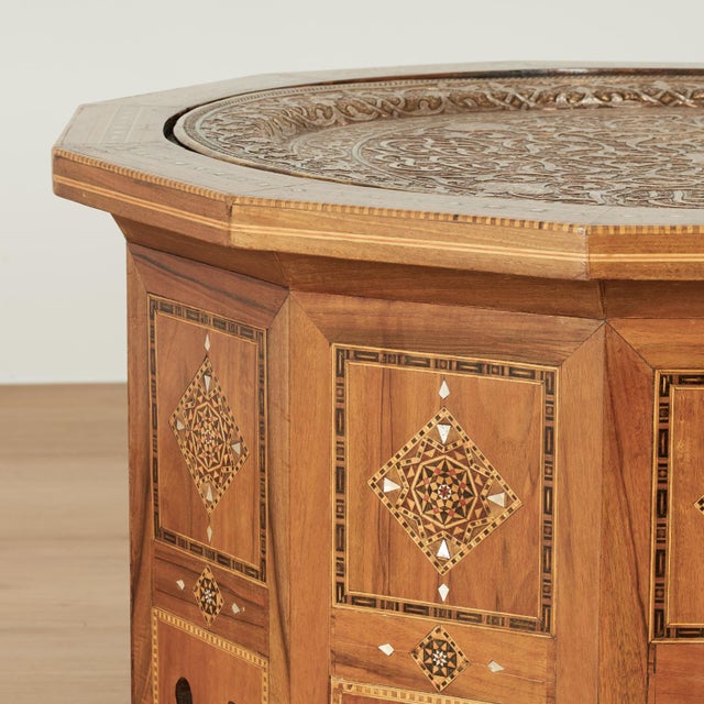 Antique Moroccan Inlaid Table With Tray Top For Sale - Image 11 of 15
