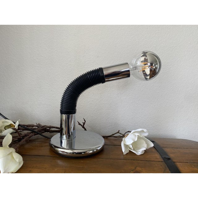 Mid-Century Modern Vintage Italian Table Lamp in Chrome by Bellini for Targetti, 1970 For Sale - Image 3 of 18